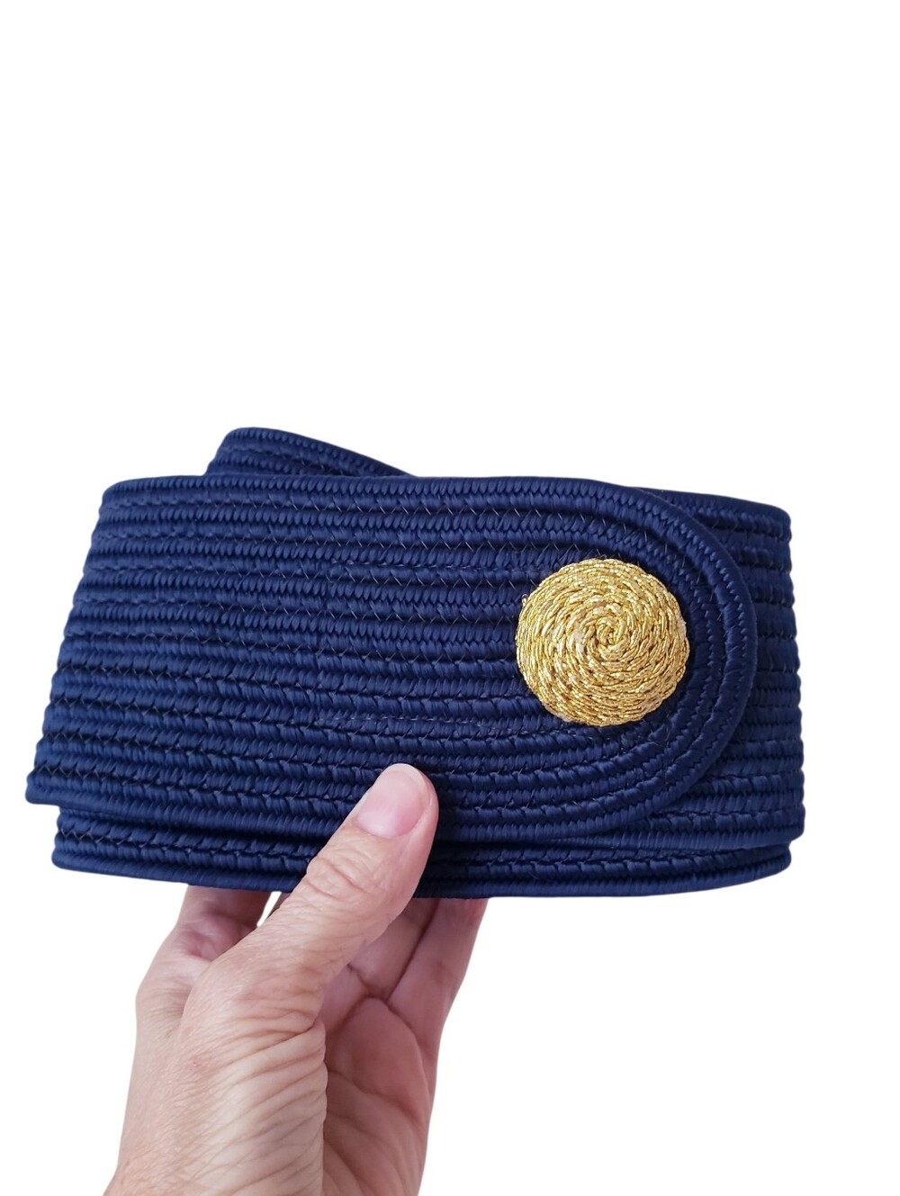 Vintage Blue And Gold Wide Belt
